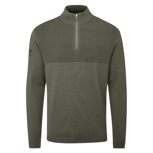 Stuburt Tawny Golf Zip Neck Sweater Khaki M 