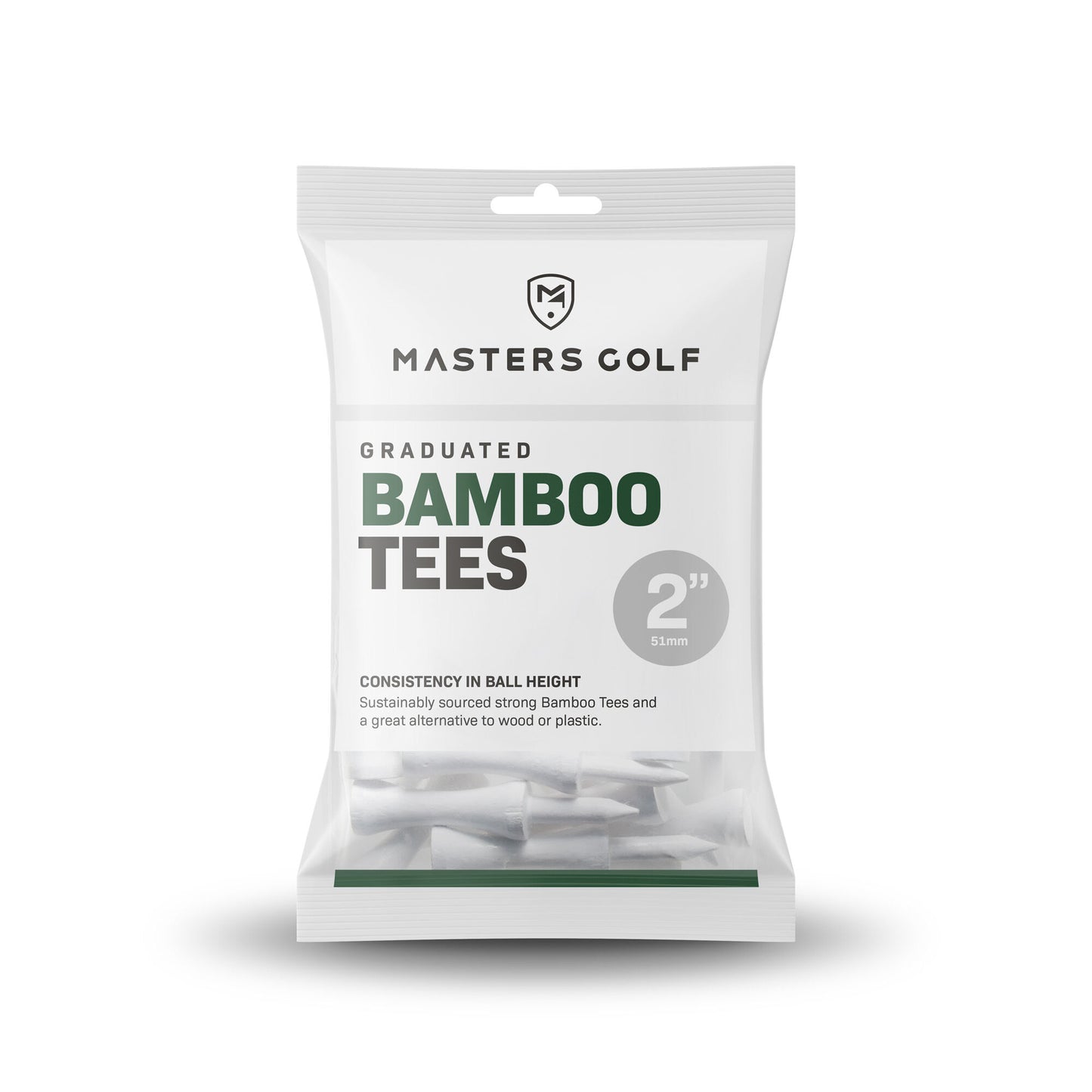 Masters Golf Bamboo Graduated Castle Tees White 2"  