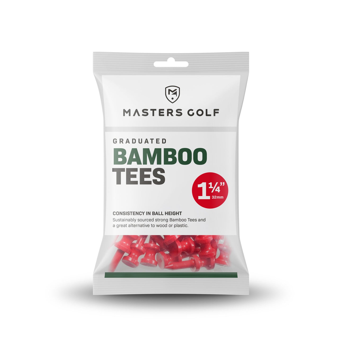 Masters Golf Bamboo Graduated Castle Tees Red 1 1/4"  