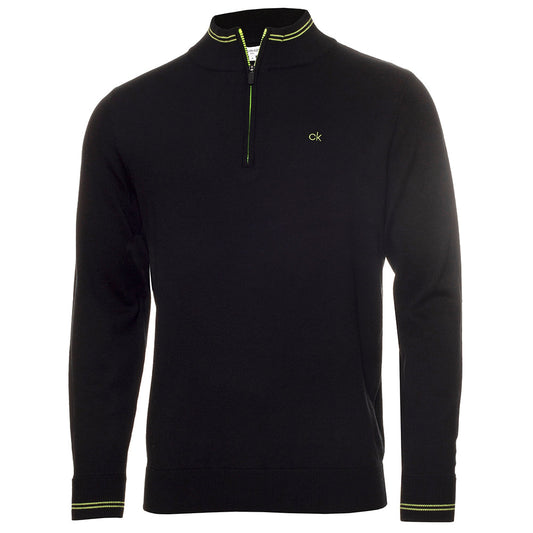 Calvin Klein Golf Monaco 1/2 Zip Sweater Black / Lime M 