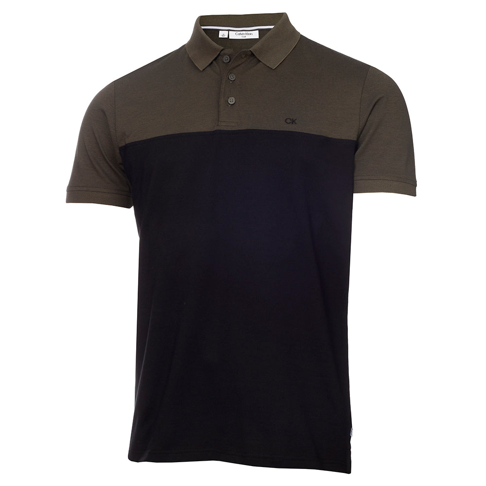 Calvin Klein Colour Block Golf Polo Shirt Olive Marl / Black M 