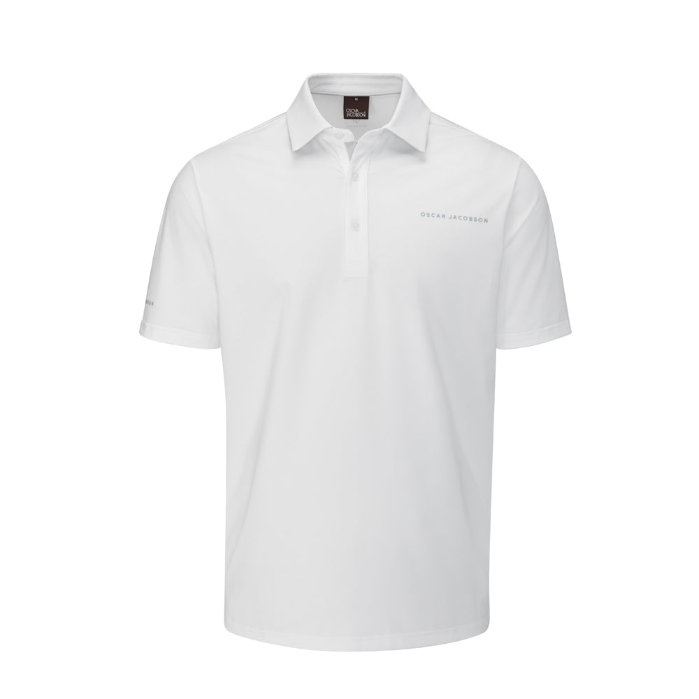 Oscar Jacobson Chap II Tour Golf Polo Shirt White / Lunar Grey M 