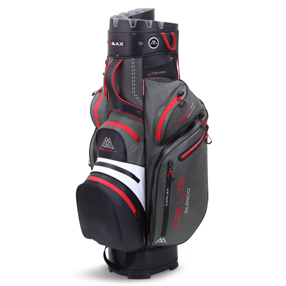 Big Max Golf Dri Lite Silencio 2 14 Way Water Resistant Cart Bag Charcoal/White/Black/Red  