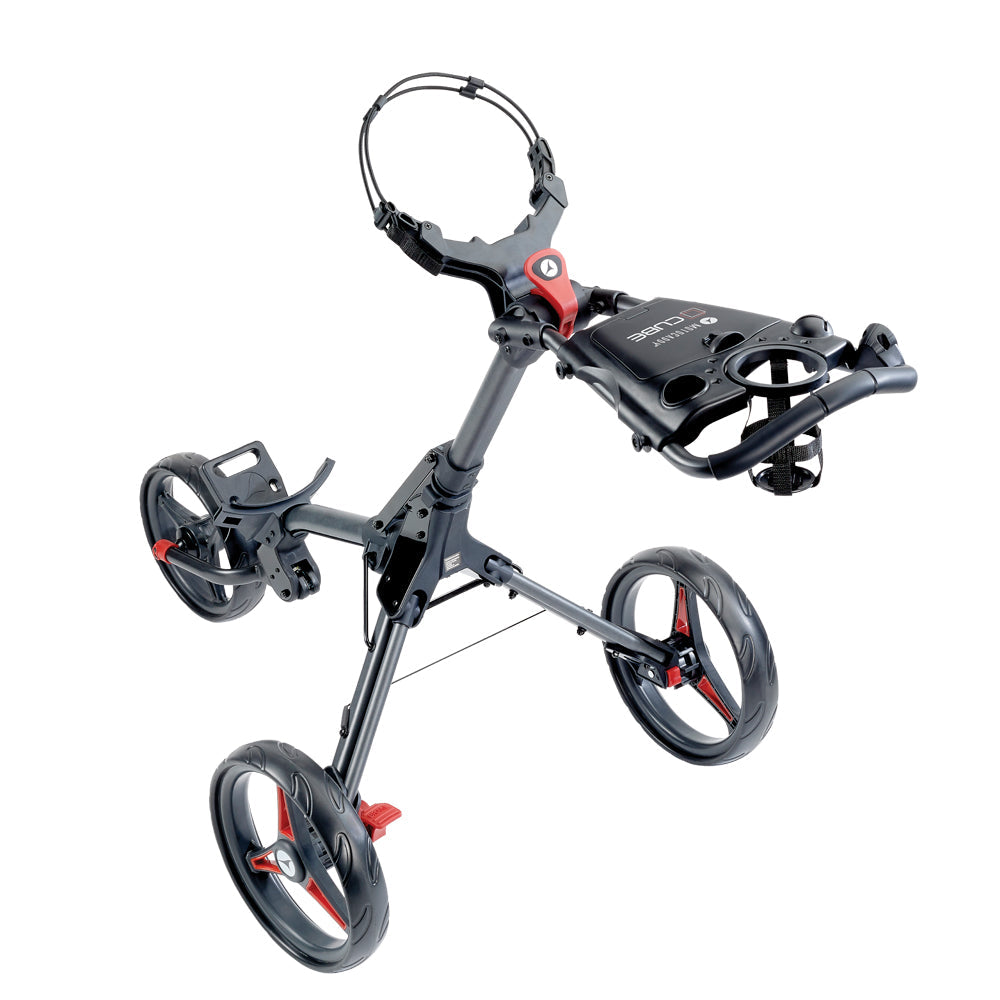 Motocaddy Cube Compact Push Golf Trolley Graphite/Red  