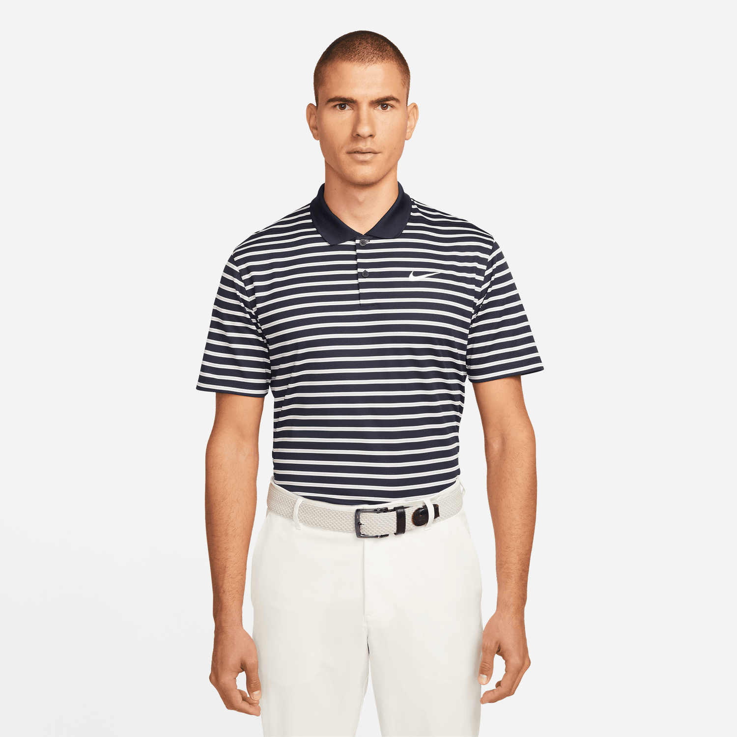 Nike Golf Dri Fit Victory Stripe Golf Polo Shirt DH0829 Obsidian / White 451 M 