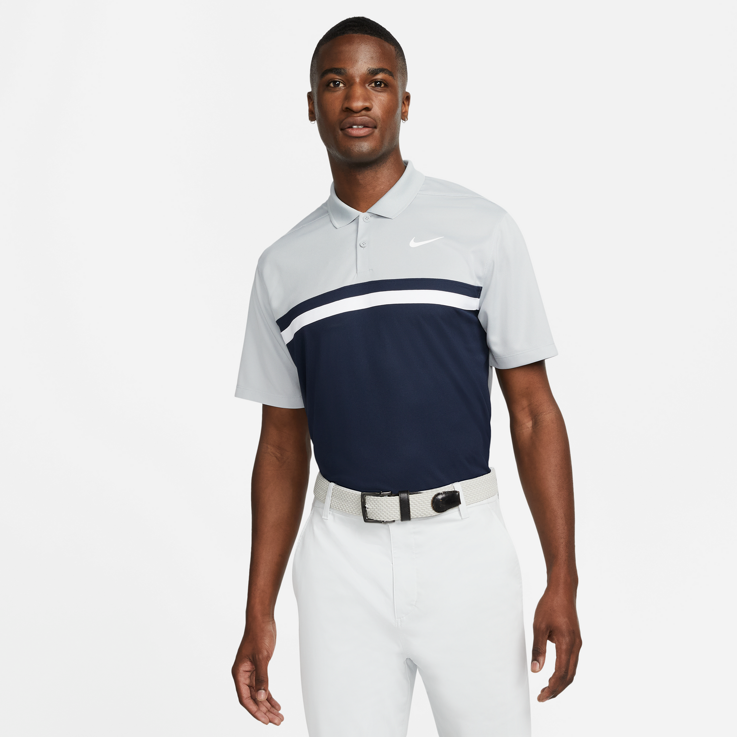 Nike Golf Dri Fit Victory Colour Block Polo Shirt DH0845 Smoke Grey / Obsidian / White 077 M 