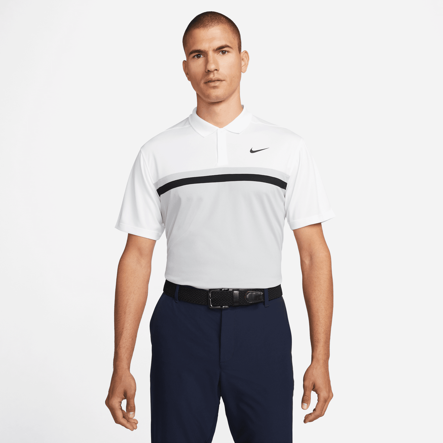 Nike Golf Dri Fit Victory Colour Block Polo Shirt DH0845 White / Smoke Grey / Black 100 M 