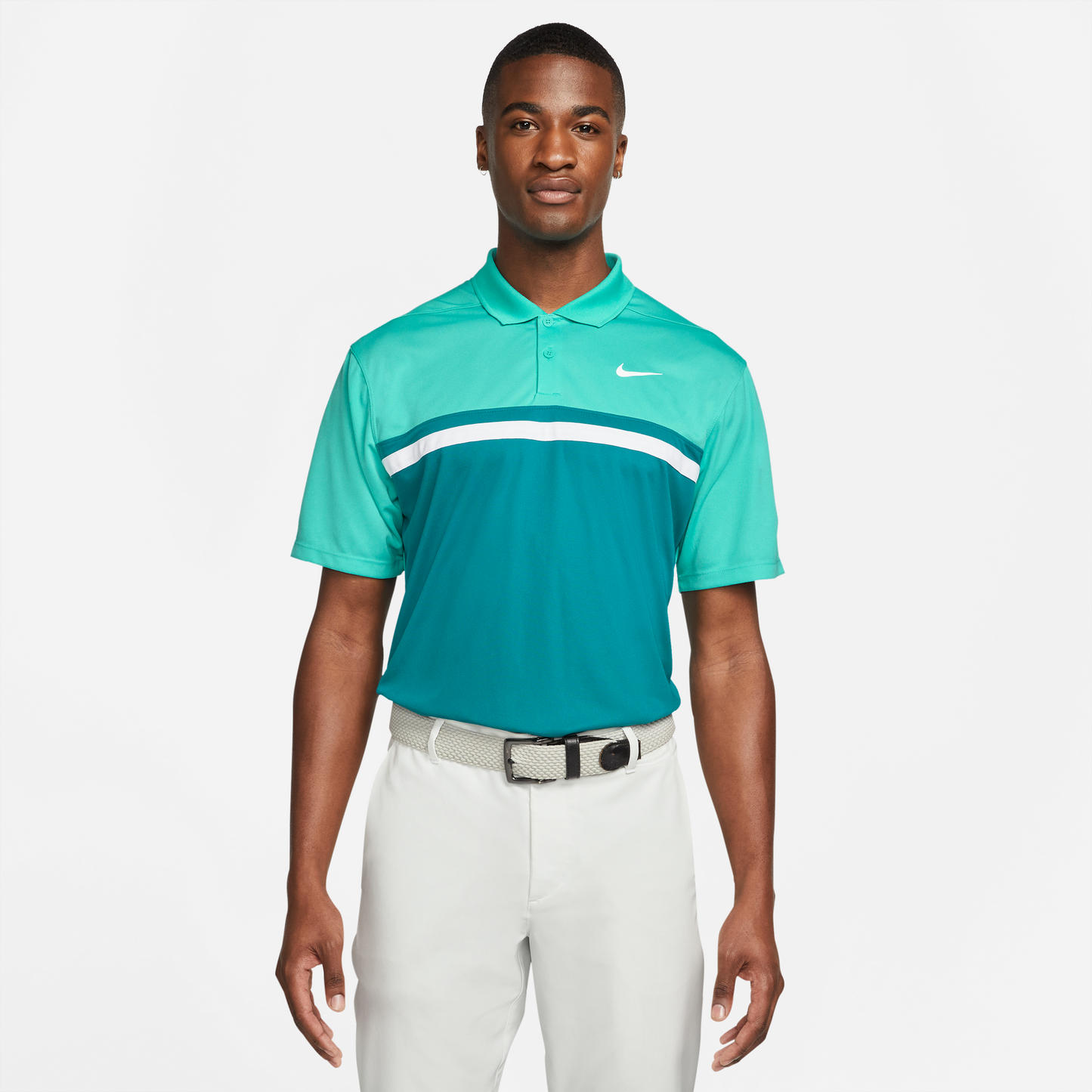 Nike Golf Dri Fit Victory Colour Block Polo Shirt DH0845 Washed Teal / Green / White 392 M 