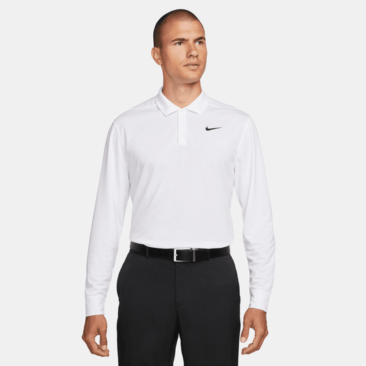 Nike Dri-Fit Victory Long Sleeve Golf Polo Shirt DN2344 White 100 M