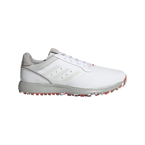 adidas Golf S2G SL Mens Spikeless Leather Golf Shoes FX4333 White/Grey/Red 9.5 