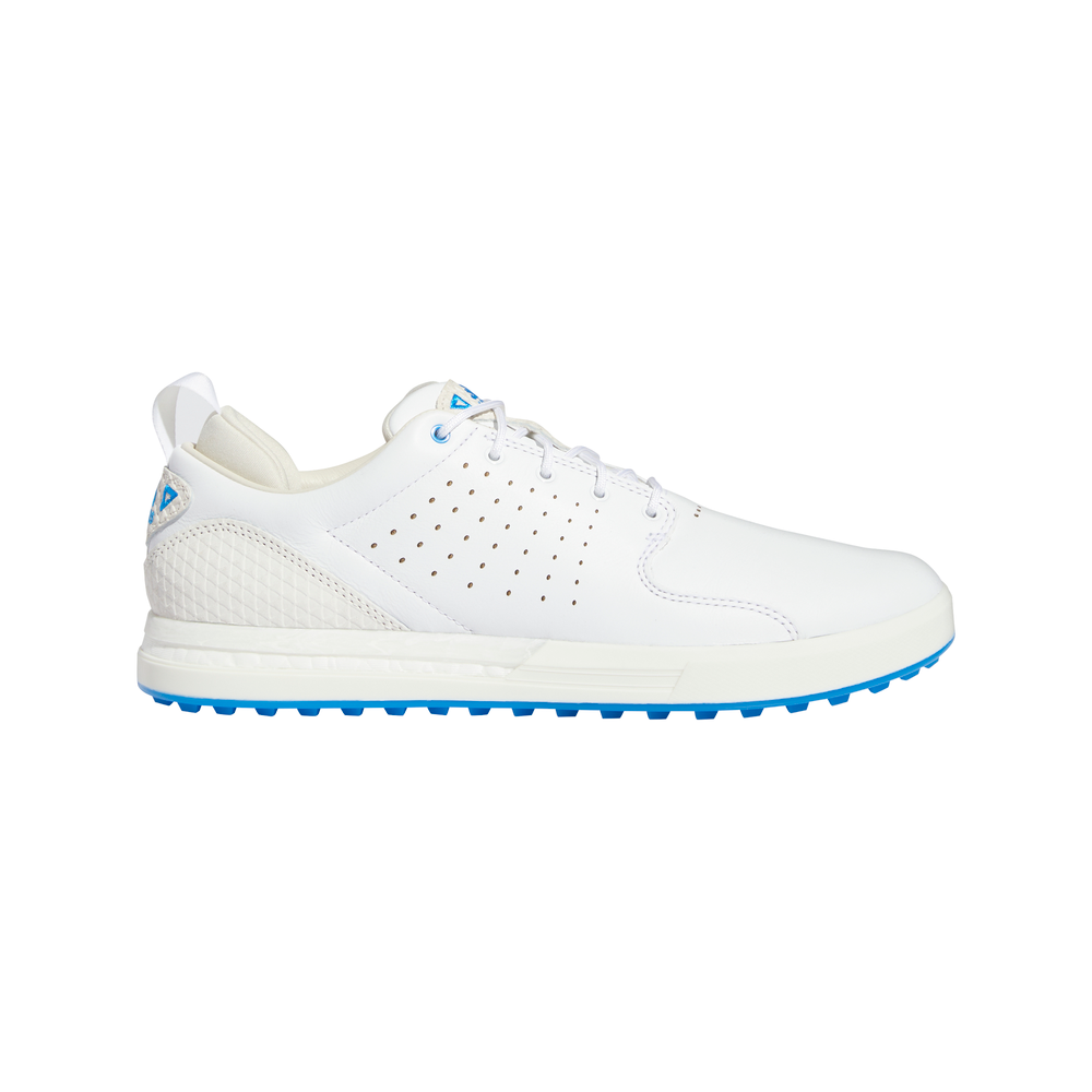 adidas Golf Flopshot Spikeless Golf Shoes Cloud White / Gold Metallic / Blue Rush GV9668 8 