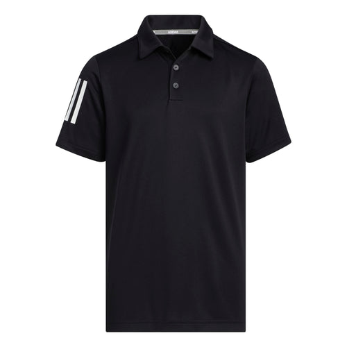 adidas Three Stripe Youth Golf Polo Shirt HF3092 Black 7-8 Years Old 
