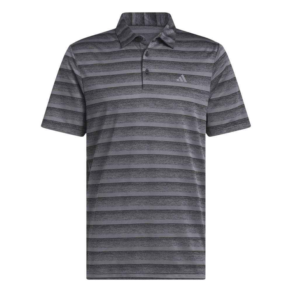 adidas Mens Two Stripe Golf Polo Shirt HR8008 Black/Grey Four M 