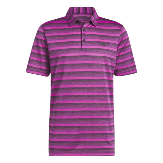 adidas Mens Two Stripe Golf Polo Shirt HR8010 Black/Lucid Fuchsia M 