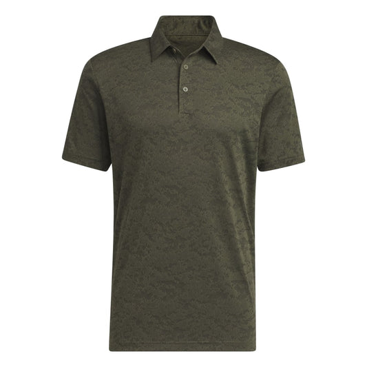 adidas Mens Textured Jacquard Golf Polo Shirt HS1114 Olive Strata/Black M 