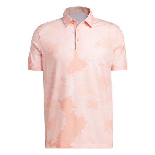 adidas Mens Flower Mesh Golf Polo Shirt HS1130 Coral Fusion/White M 