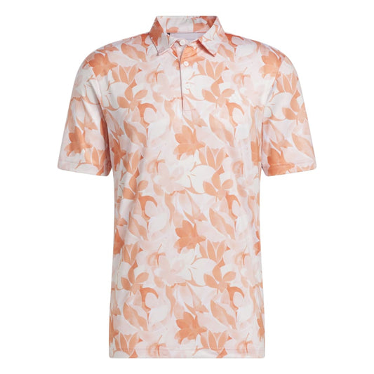 adidas Mens Floral Golf Polo Shirt HY5372 Coral Fusion/Pantone/White S 