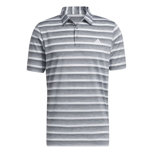 adidas Mens Two Stripe Golf Polo Shirt IA5444 Grey Three/White M 