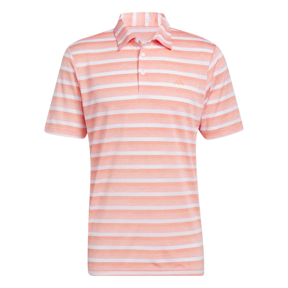 adidas Mens Two Stripe Golf Polo Shirt IC3521 Coral Fusion/White M 