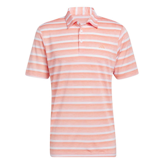 adidas Mens Two Stripe Golf Polo Shirt IC3521 Coral Fusion/White M 