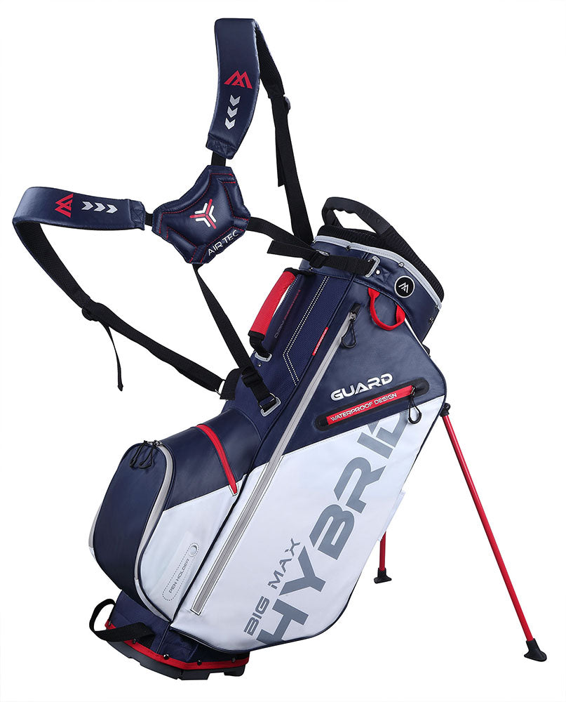 Big Max Golf Dri Lite Guard 14 Way Divider Hybrid Stand Bag Navy / Silver / Red  