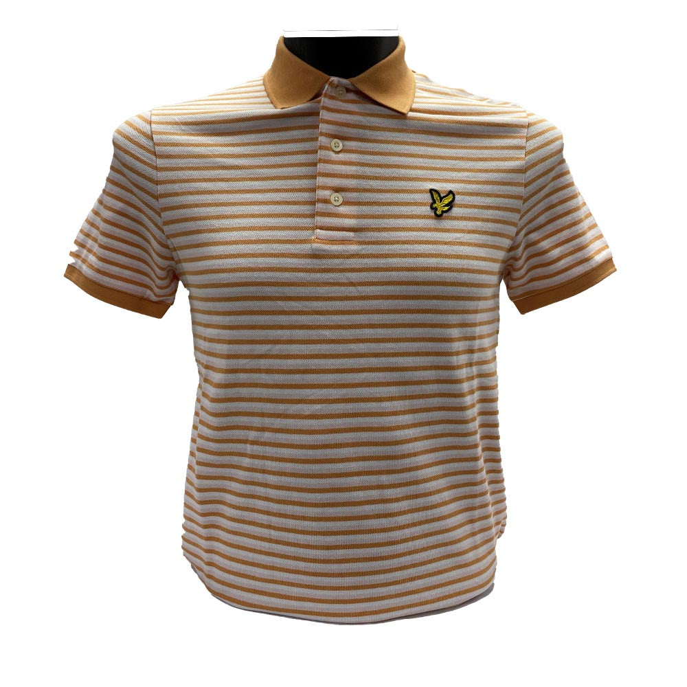 Lyle & Scott Golf Stripe Men's Polo Shirt Stonewash Pink/Melon XS 