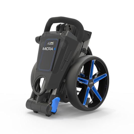 Powakaddy Micra Cube Compact Push Golf Trolley Gun Metal / Blue  