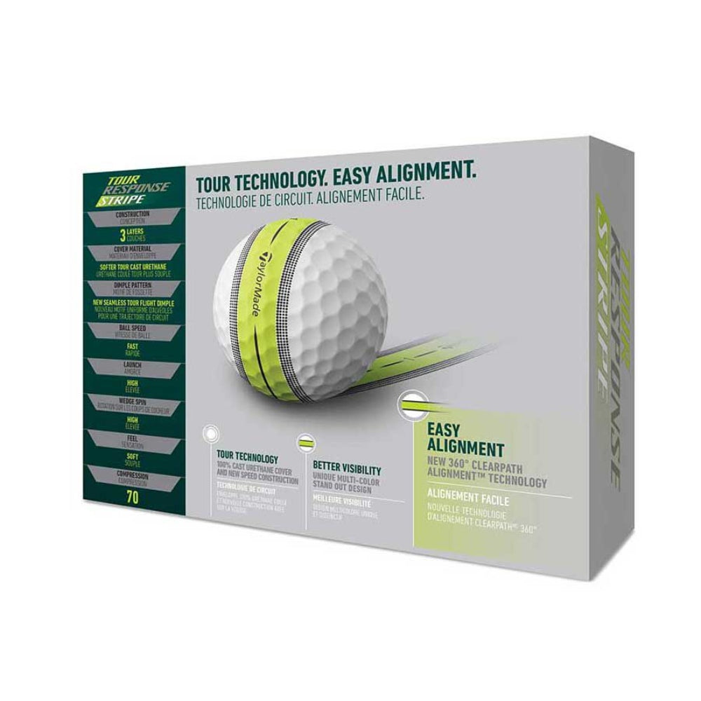 TaylorMade Tour Response Stripe Golf Balls - White Lime   