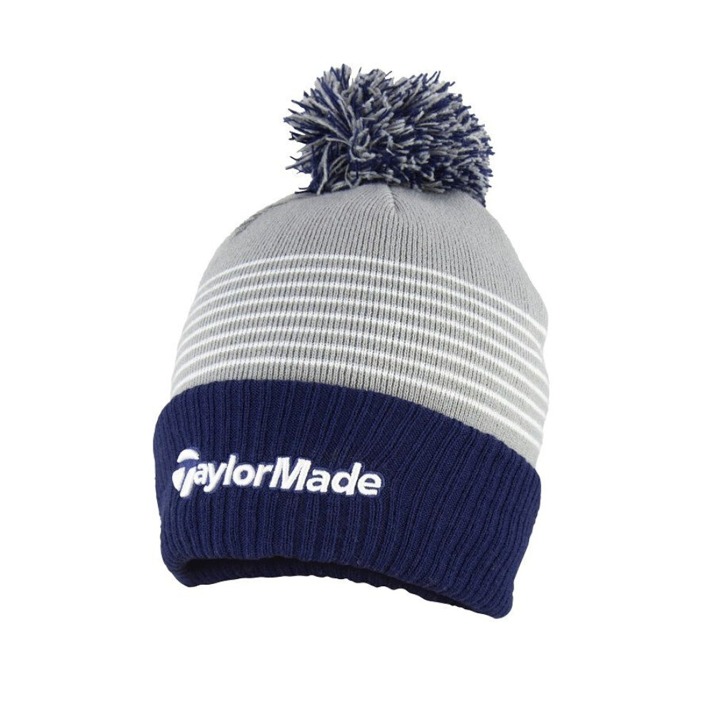 TaylorMade Golf Bobble Beanie Hat Grey/Navy/White