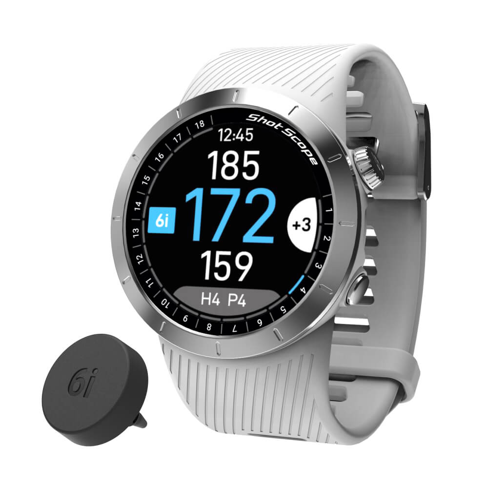 Shotscope X5 Premium Golf GPS Watch with Automatic Performance Tracking Classic White  
