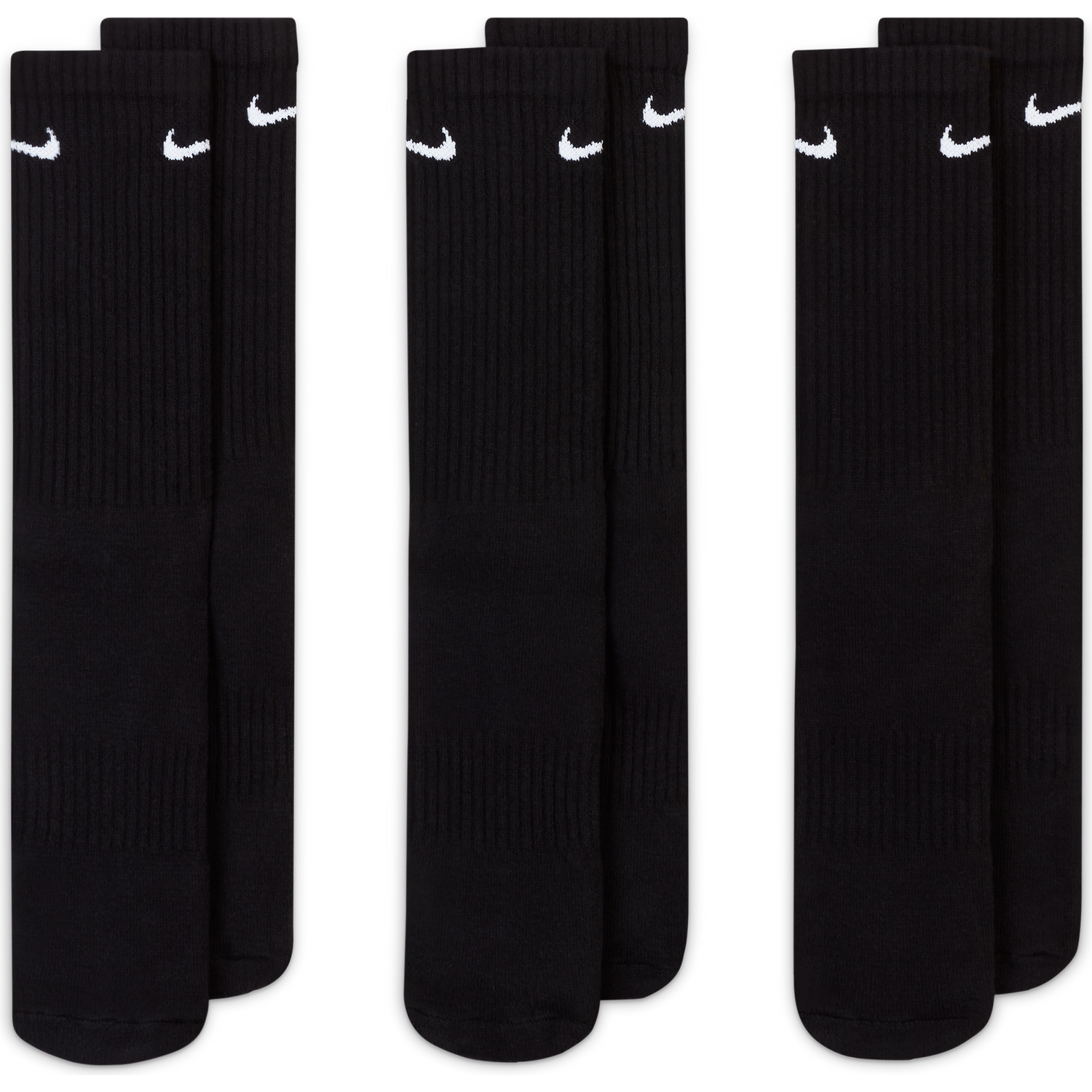 Nike Golf Everyday Cushioned Crew Socks 3 Pack SX7664 Black S 