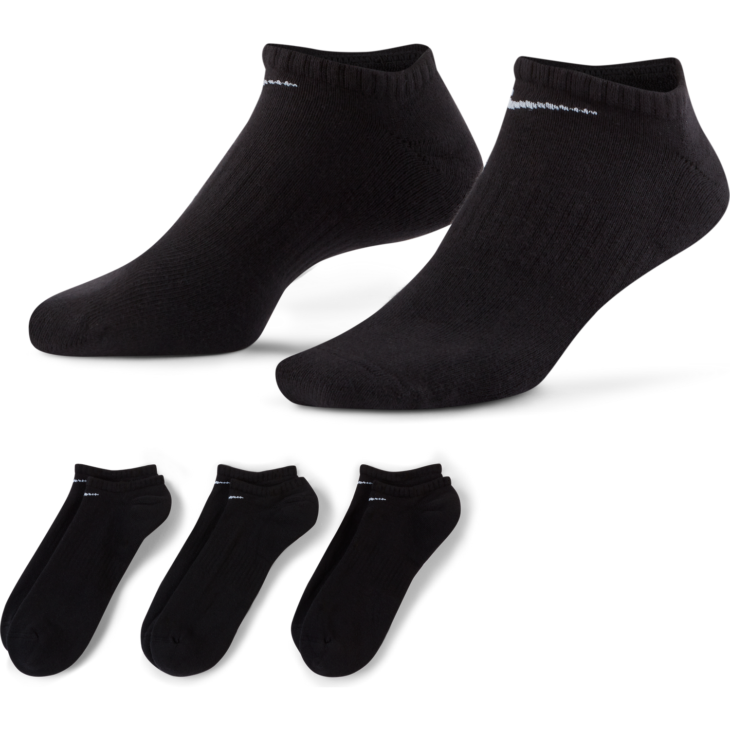 Nike Golf Everyday Lightweight No Show Golf Socks 3 Pack SX7673 Black 010 L 