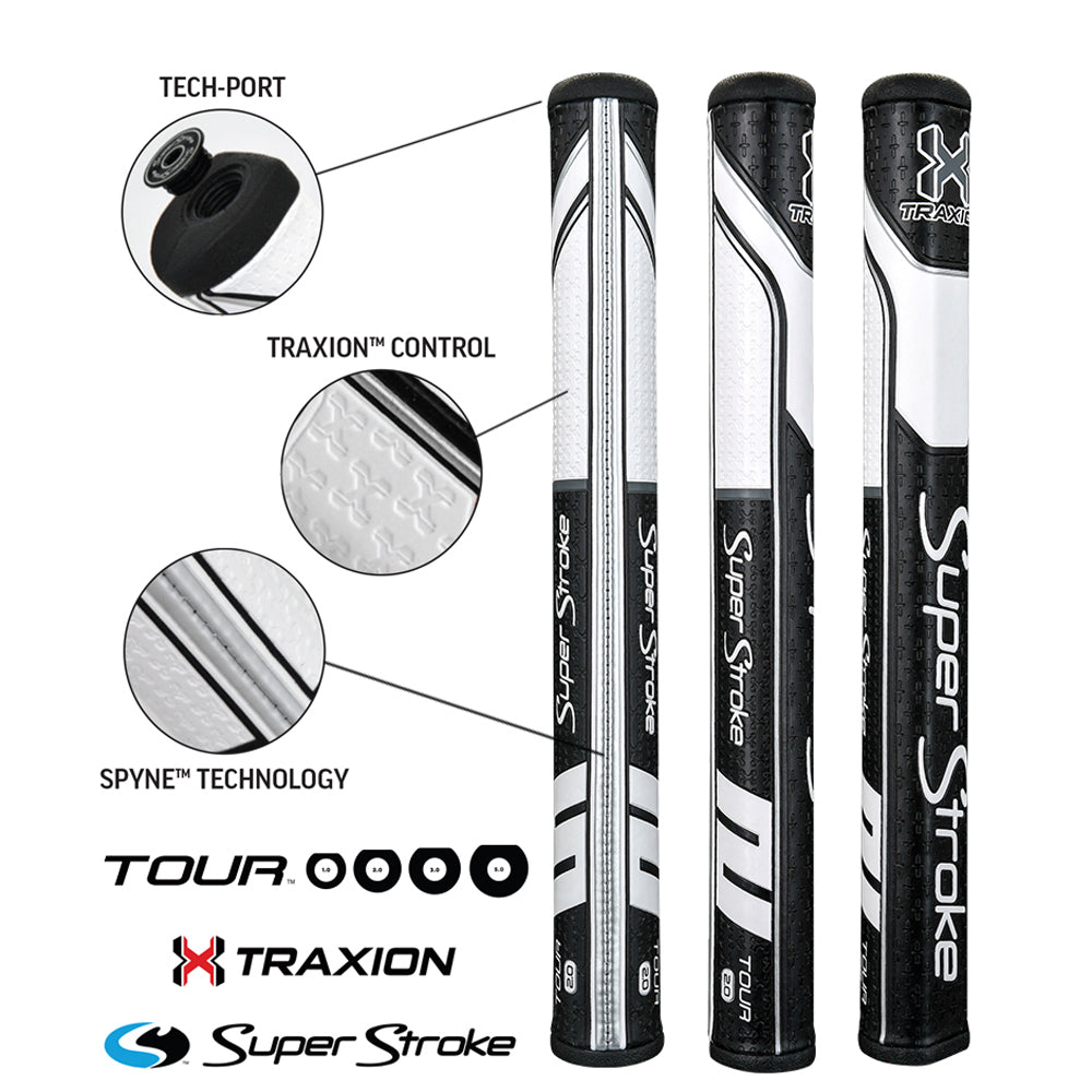 Superstroke Traxion Tour 2.0 Golf Putter Grip Black/White  