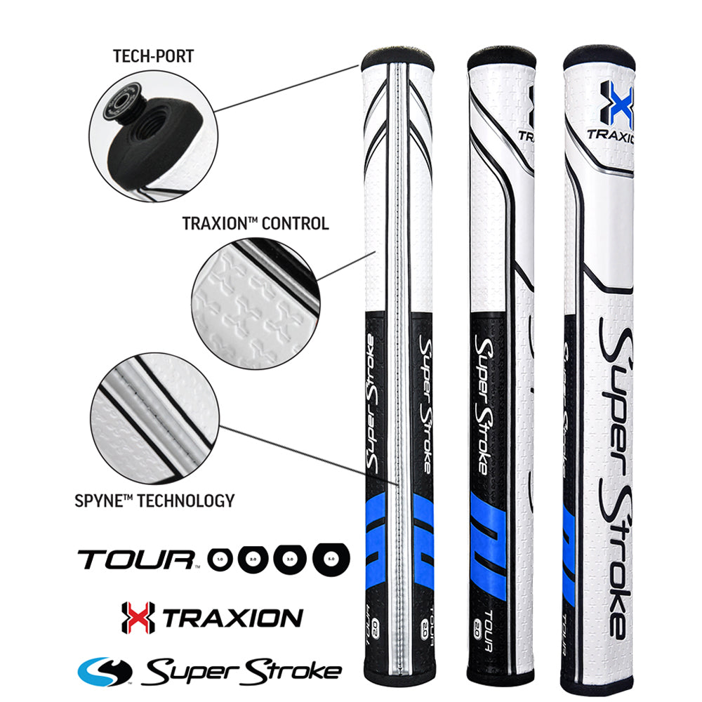 Superstroke Traxion Tour 2.0 Golf Putter Grip Black / Blue / White  