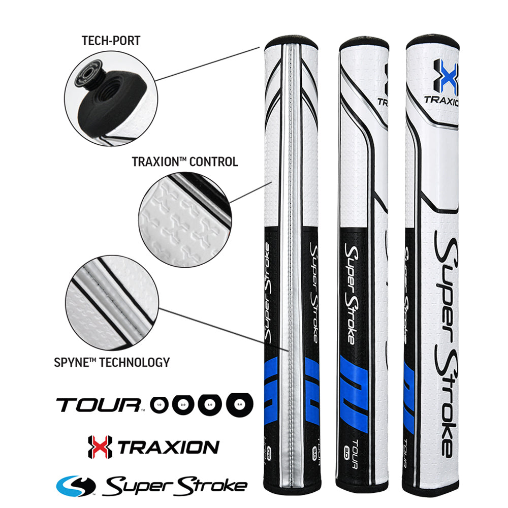 Superstroke Traxion Tour 3.0 Golf Putter Grip Black/Blue/White  