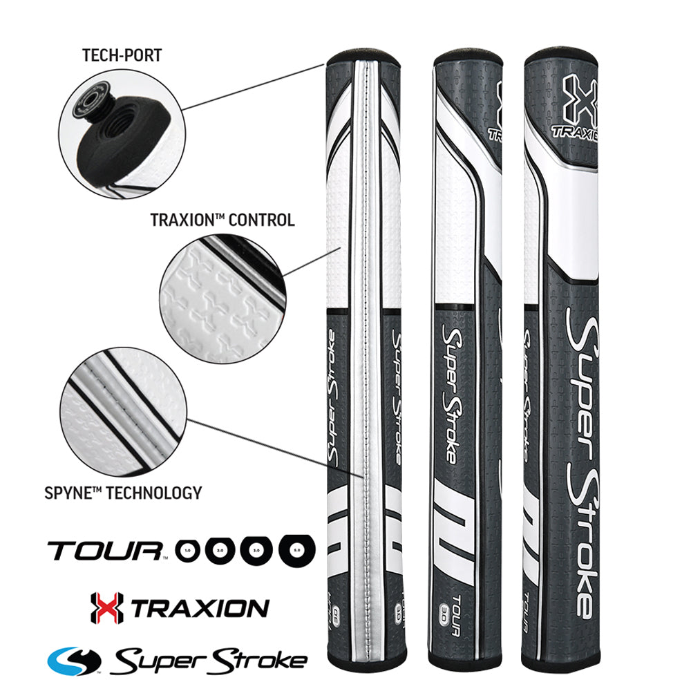 Superstroke Traxion Tour 3.0 Golf Putter Grip Black/White  