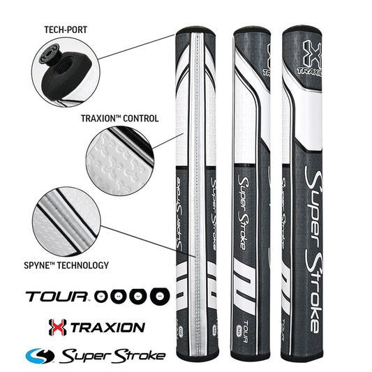 Superstroke Traxion Tour 3.0 Golf Putter Grip white-red-grey  