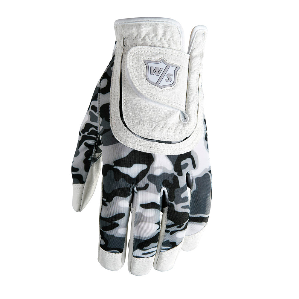 Wilson Staff Junior One Size Fits All Golf Glove White/Black Camo  