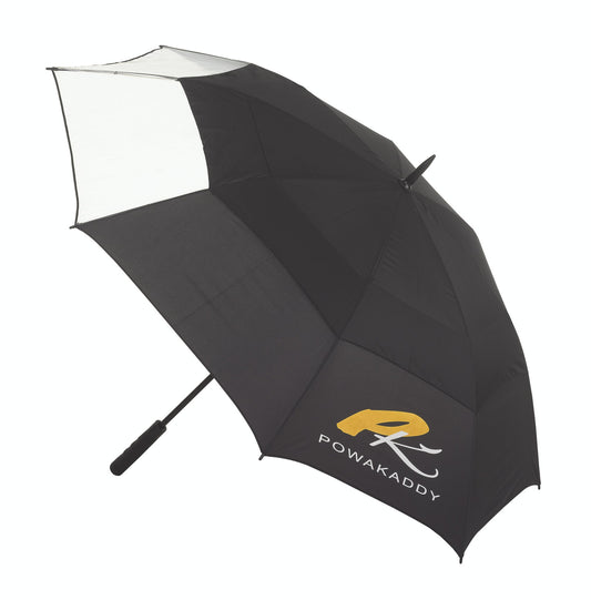 PowaKaddy Automatic Double Canopy Clearview Golf Umbrella Black/White