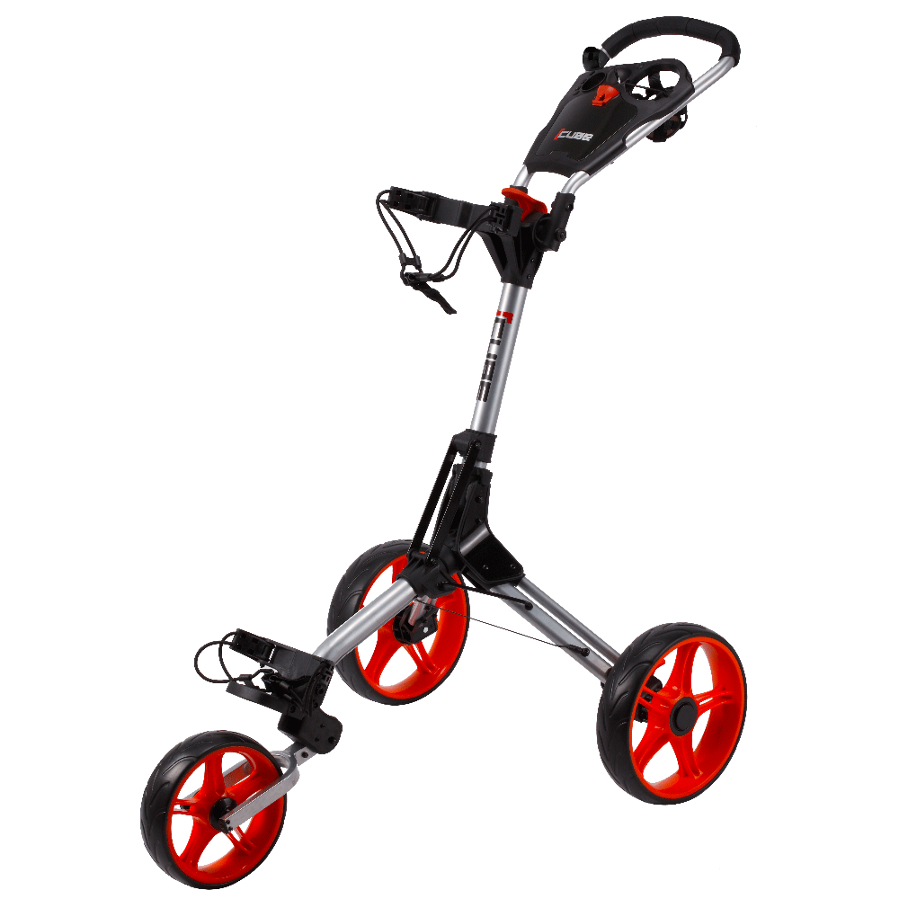 Cube 3.0 3 Wheeled Golf Trolley + Free Gifts Silver/Red  