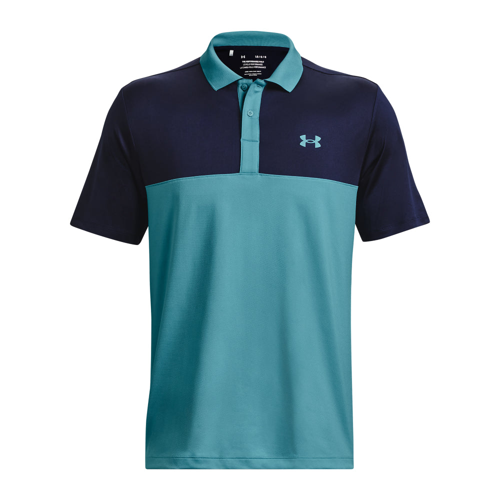 Under Armour UA Performance 3.0 Colour Block Golf Polo Shirt 1377375 Glacier Blue / Midnight Navy / Glacier Blue 433 M 