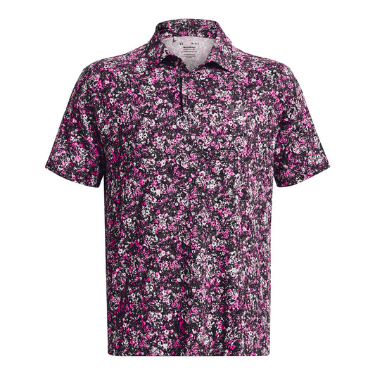 Under Armour UA Playoff 3.0 Floral Speckle Golf Polo 1378677 Black / Rebel Pink / Black 002 S 