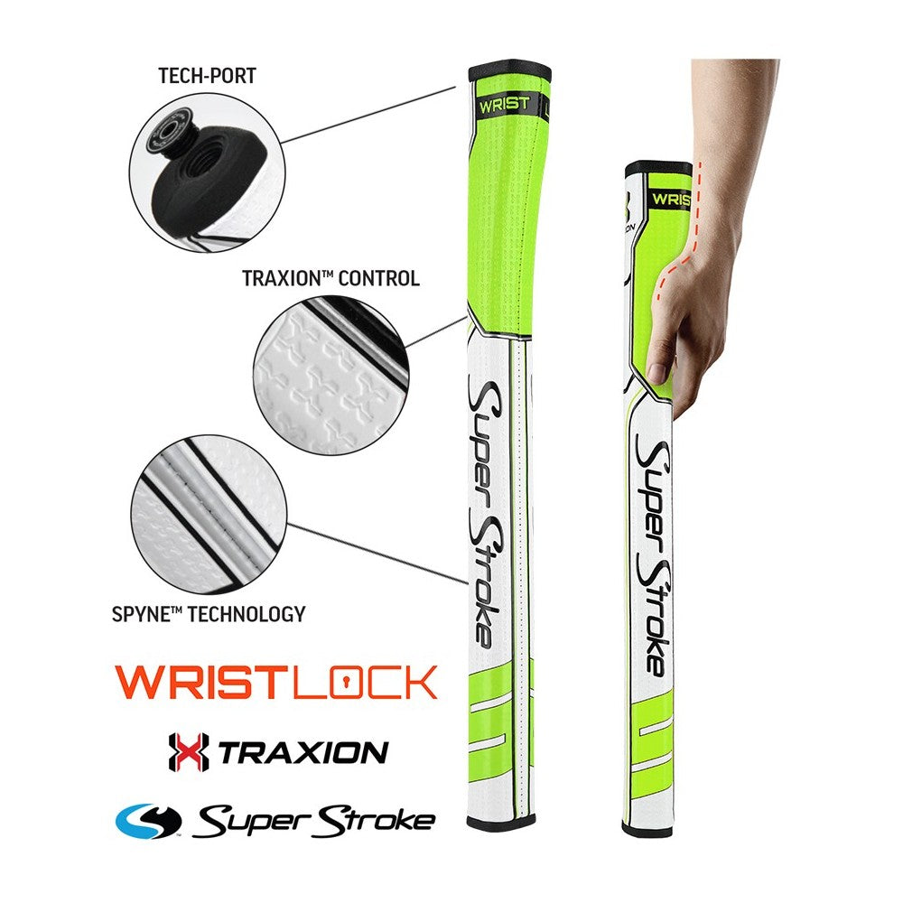 Superstroke Traxion Wrist Lock Golf Putter Grip Lime/White  