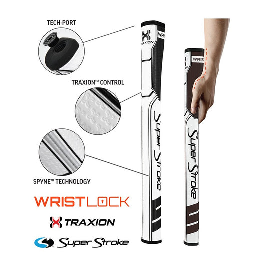 Superstroke Traxion Wrist Lock Golf Putter Grip Black/White  